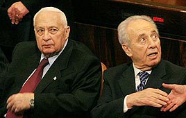 peressharon Ariel Sharon + Shimon Peres