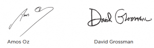 assinaturas Amós Oz e David Grossman
